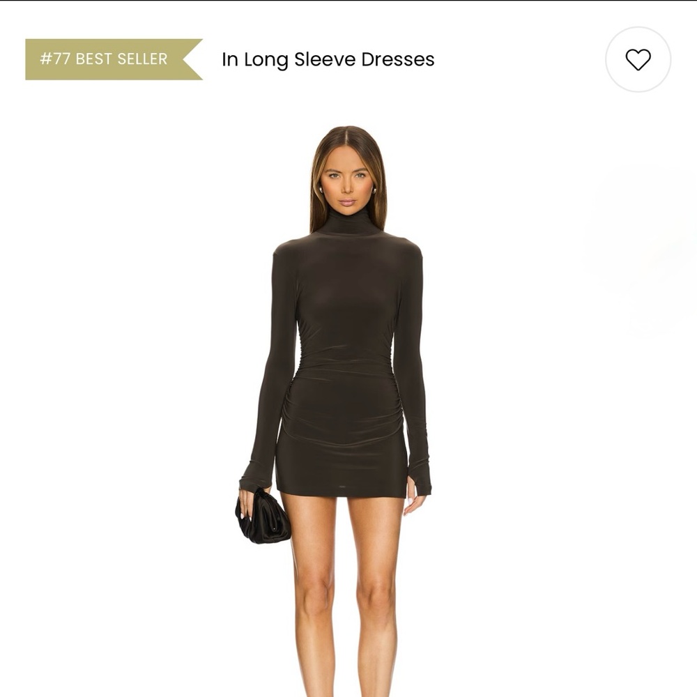 Norma Kamali Long Sleeve Turtleneck Pickleball Dress in Espresso